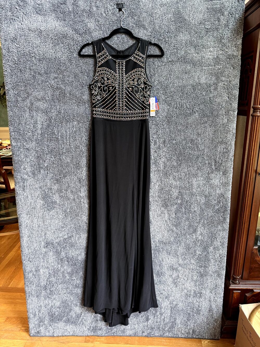 Beaded Formal Dress Black Size 3/4 Morgan & Co. NWT